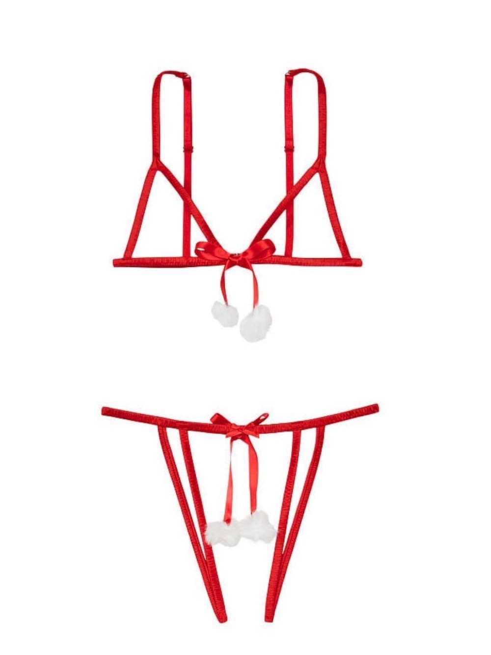 Victoria's Secret Red & White Dream Angels Candy Cane Lingerie Set